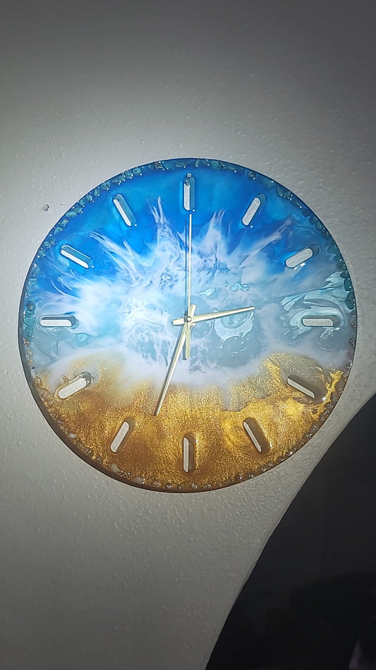 Epoxy Resin Ocean Waves Clock